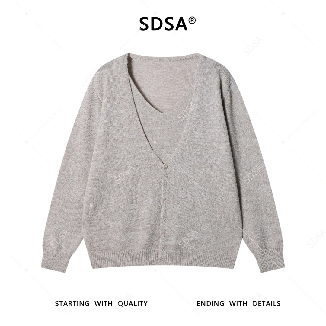 SDSA男士秋冬新款痞帅男装休闲简约V领针织衫气质百搭宽松毛衣