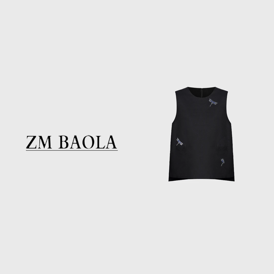 ZM BAOLA【繁枝-大言】蜻蜓刺绣 国风减龄背心马甲BN8127-S4
