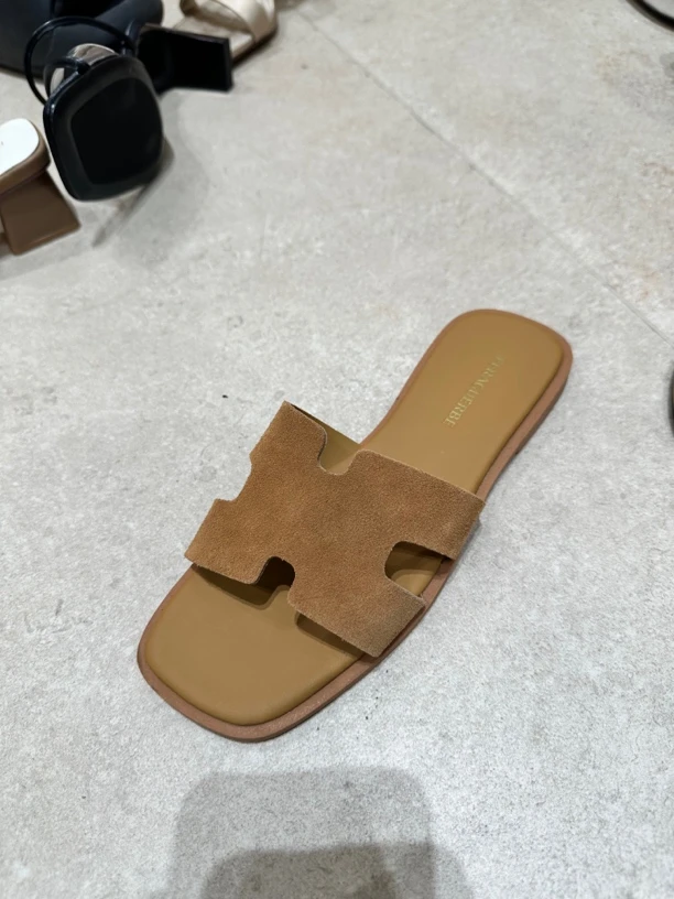 简板百搭方头低跟一字拖鞋适合夏季外穿