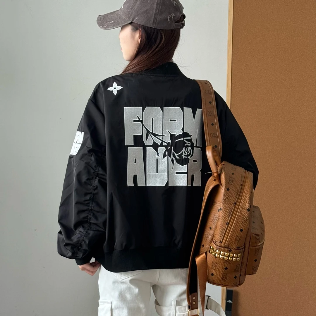 秋季美式潮流玫瑰刺绣短款外套高街ins潮情侣夹克vibe棒球服5112