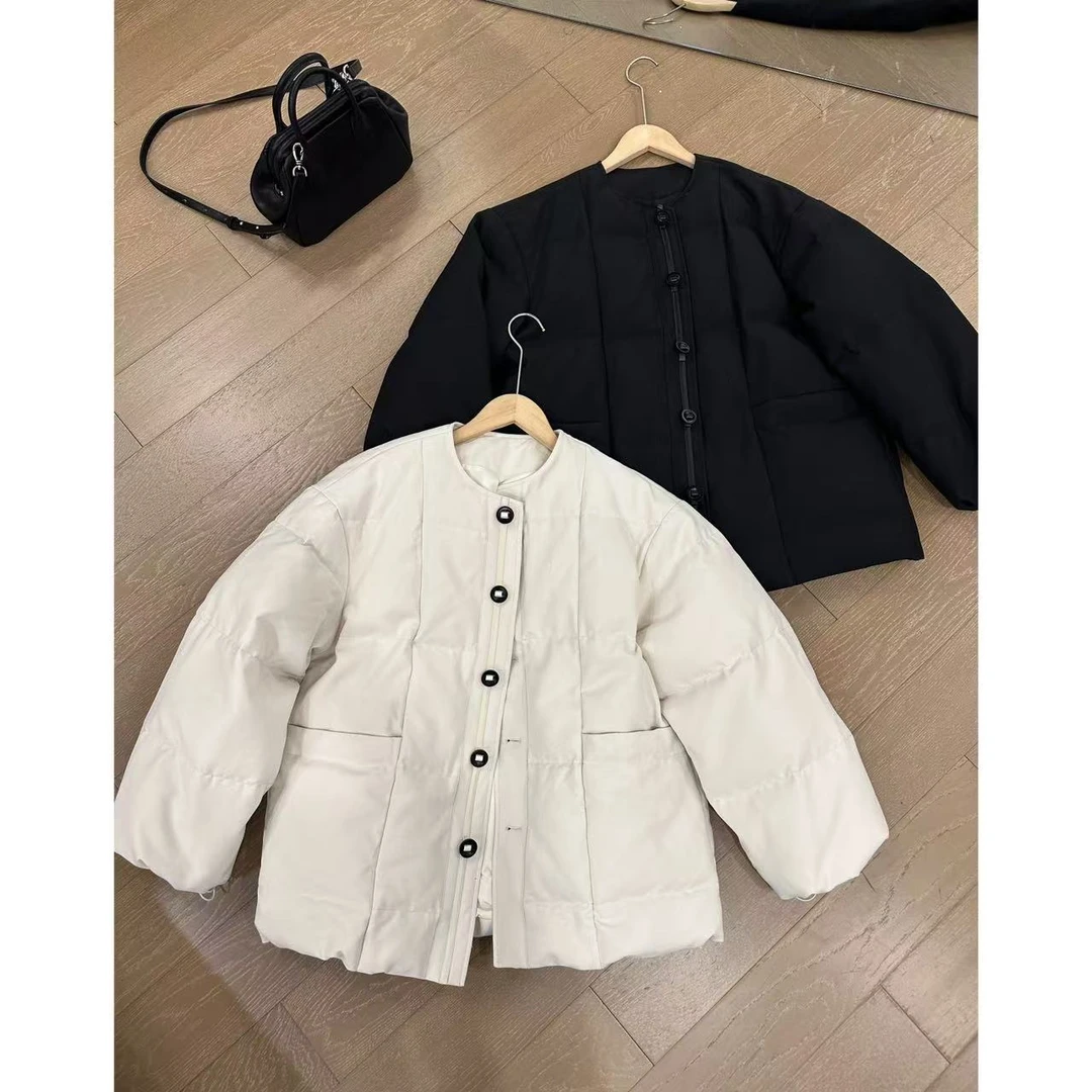 欧尼私服【中空纱羽绒服】冬季单排扣大口袋外套2412B5804