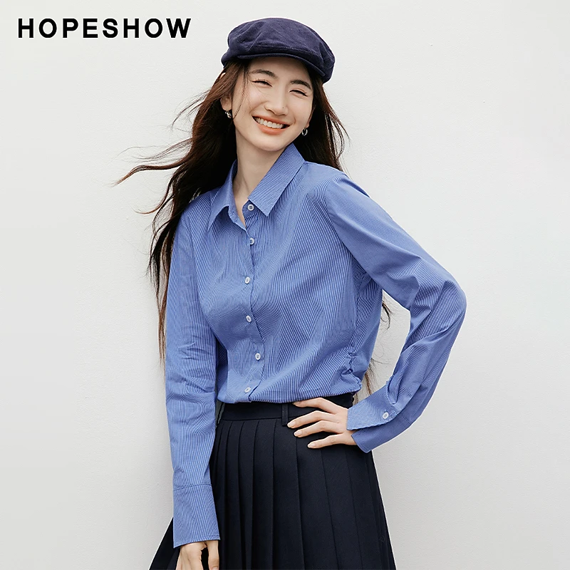 红袖2025秋女装 MIU系撞色格纹捏褶正肩长袖翻领衬衫90125310303