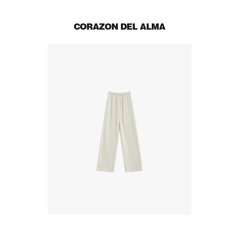 【云镜】定纺高级感人字纹天丝亚麻松弛感绵软舒适抽绳拖地裤-S0053