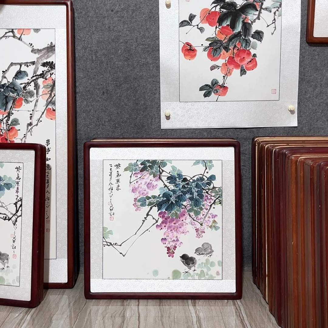 国画书画作品带框63×63