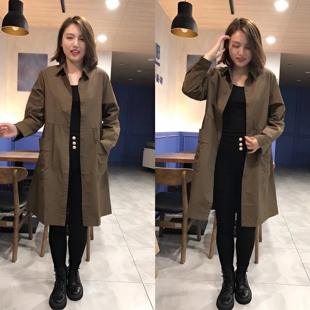 早秋显瘦衬衫风衣中长款2025韩版时尚宽松洋气百搭薄款外套女气质