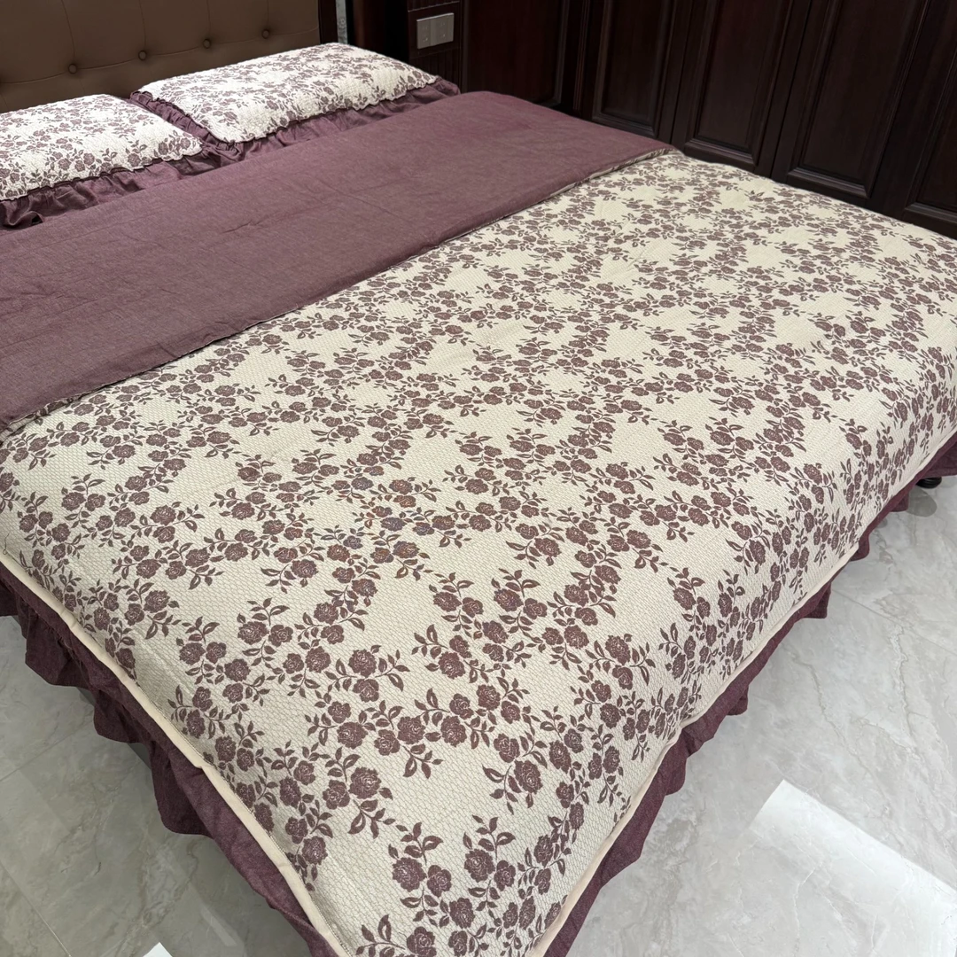 于姐推荐【安拉红-春秋被色织全棉】2025新款全棉春秋被/床盖配套