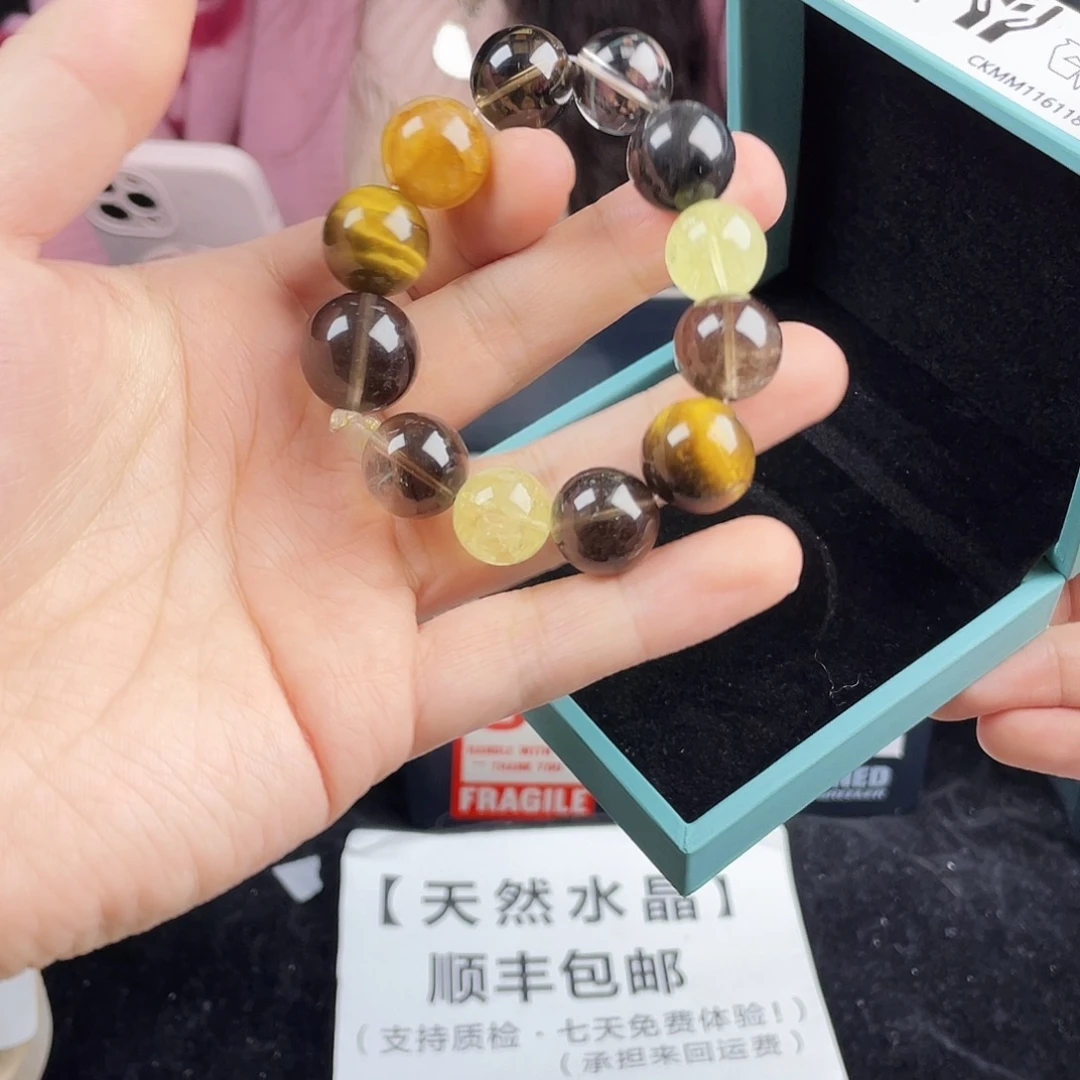 水晶手串银S925镀金镶嵌