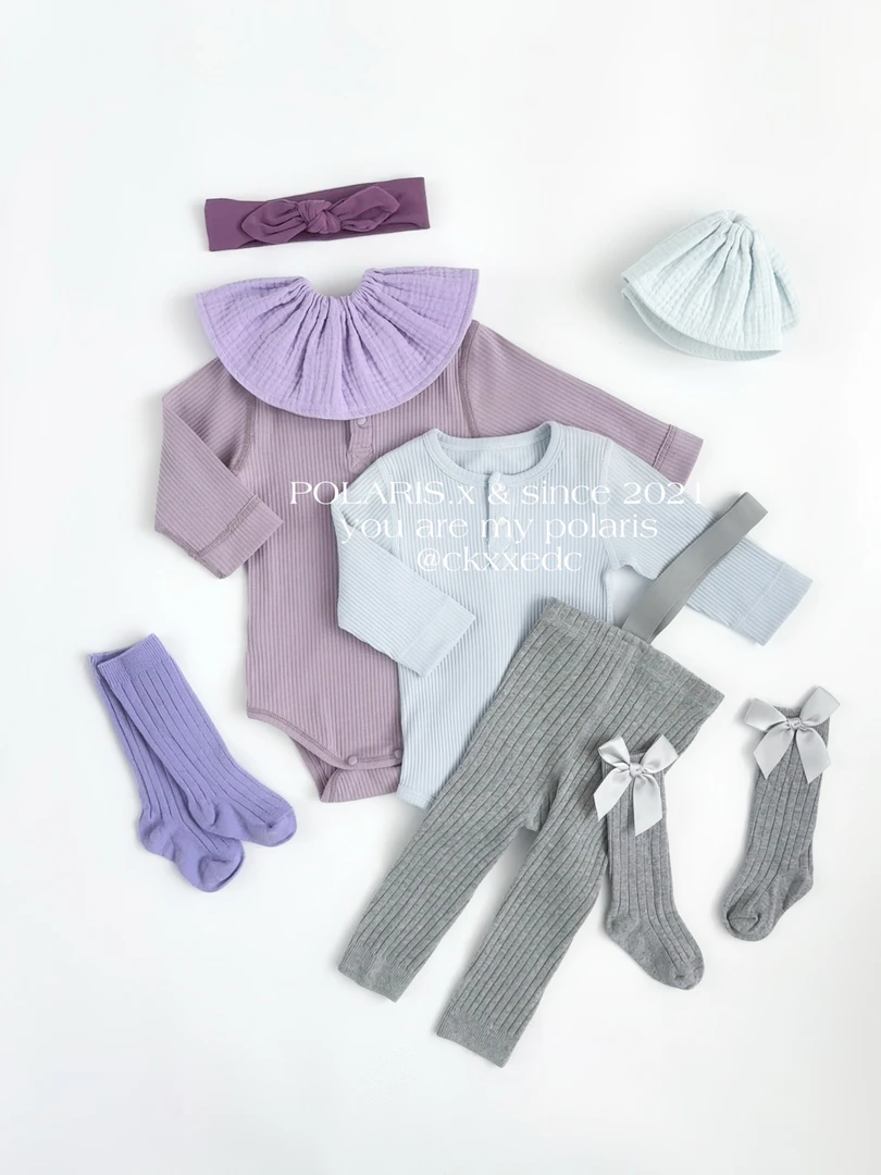 莫兰迪色系 | 北欧简约男女宝ins秋季A类无骨缝制纯棉长袖包屁衣