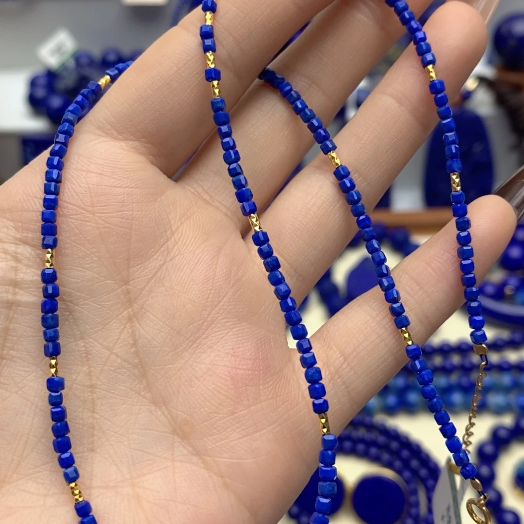 青金石银S925镀金镶嵌颈饰