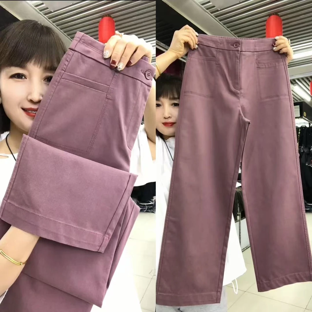 2025春季新款高腰休闲裤纯色显瘦阔腿裤宽松垂感潮流显高直筒裤女