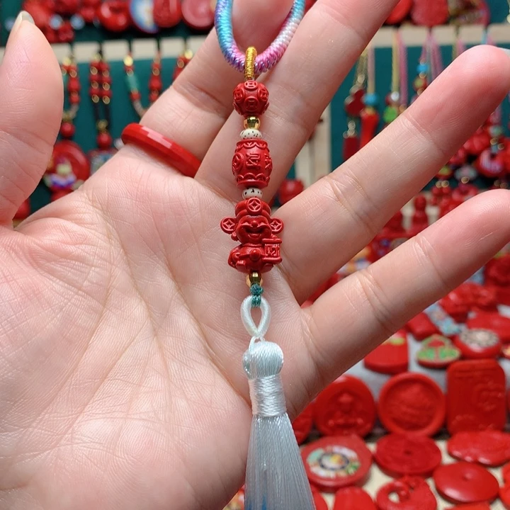 天然辰砂工艺品朱砂钥匙扣包包挂