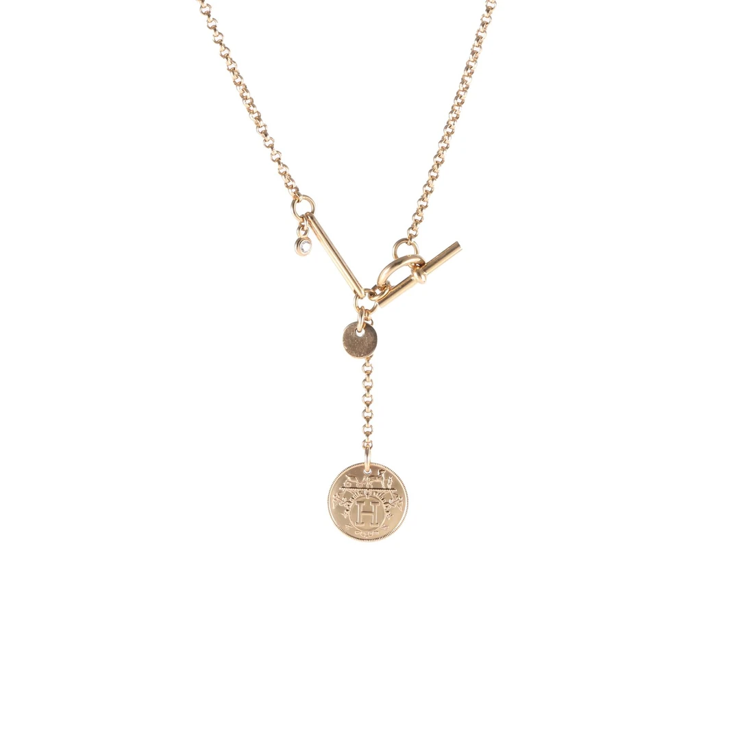 99新 Hermes/爱马仕 【念念专属】玫瑰金 爱马仕 藏书章系列 项链