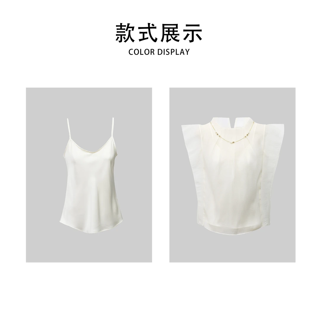 JESSICA WU仙气飘飘~优雅甜美花苞飞袖重磅对丝工艺气质无袖衬衣