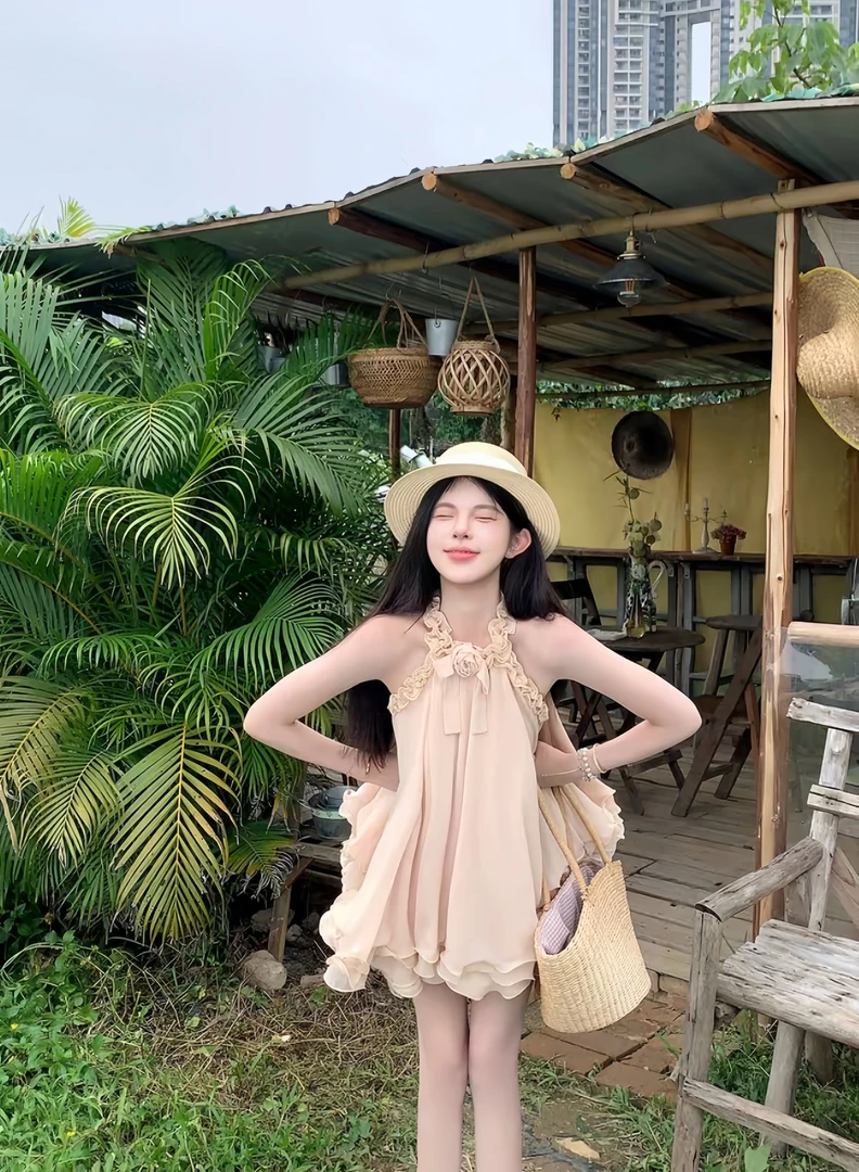 玫瑰寄信 夏季新款温婉大方气质性感甜美可爱法式纯欲甜美连衣裙