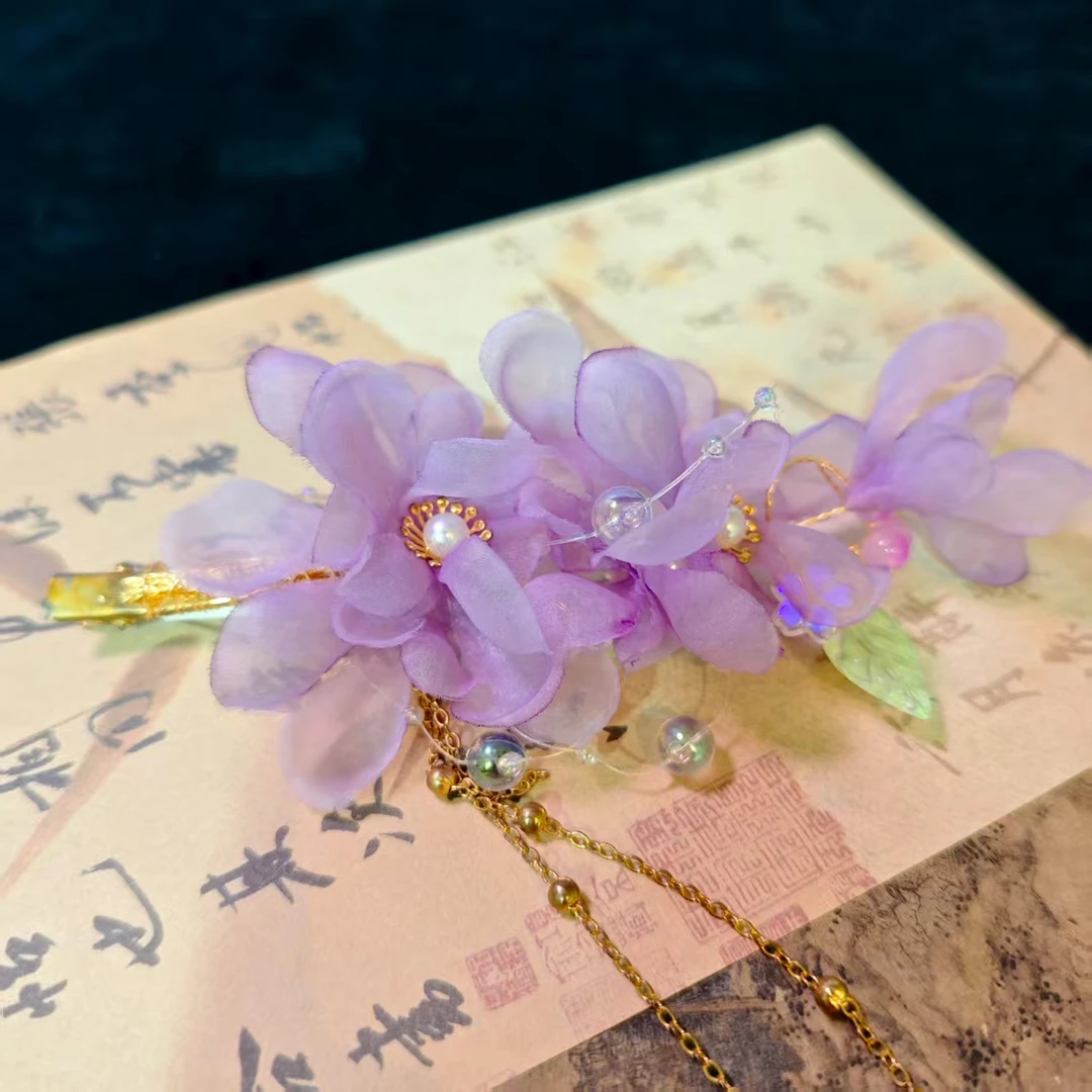 云鬓花古风饰品古装发饰烫花发饰发夹 紫藤之恋 仙气汉服发冠B28