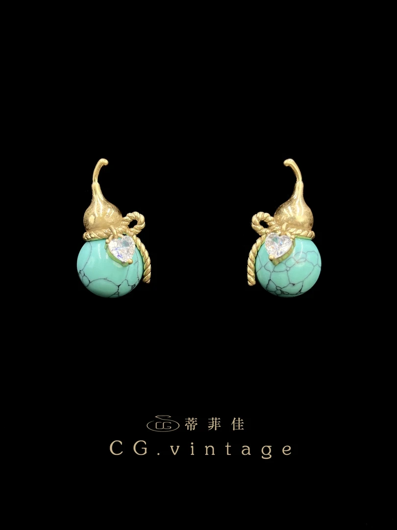 铜合金珐琅耳饰 【夏季新款】气质蓝色时尚可爱百搭复古vintage彩色
