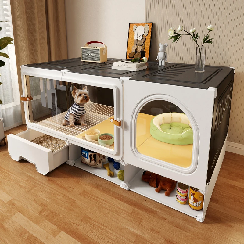 宠物小狗笼子小型犬带厕所分离狗窝豪华别墅一室一厅一卫厕所一体