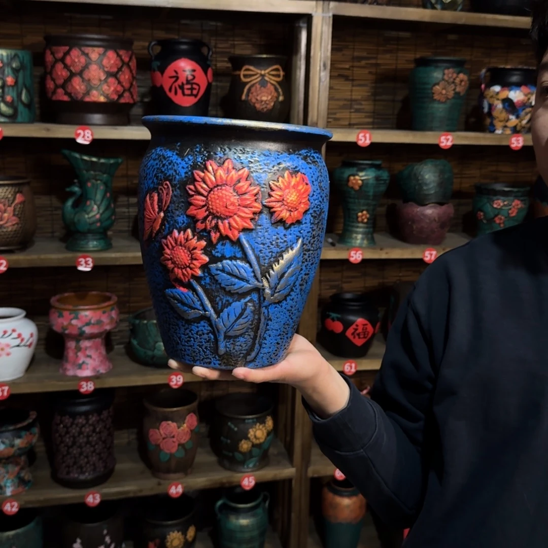 带孔高端浮雕花盆炸炸炸