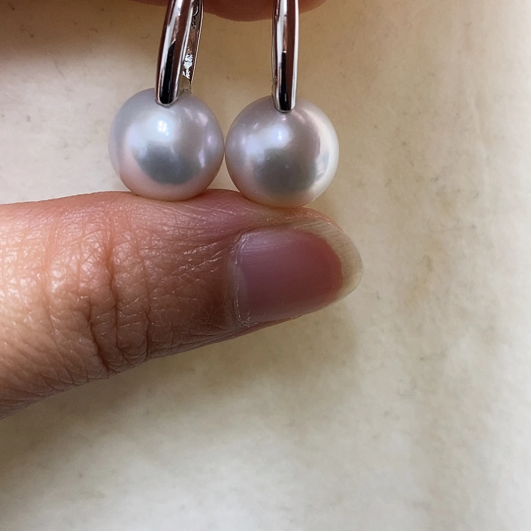 耳饰银S925镶嵌淡水珍珠