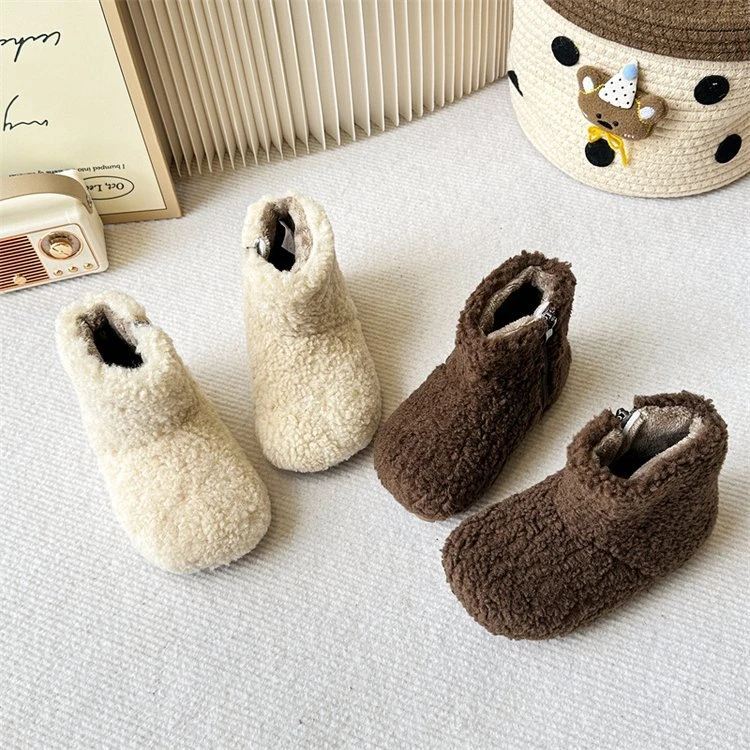 女童雪地靴冬季2025新款毛毛鞋子加绒短靴保暖大棉小女孩宝宝棉靴