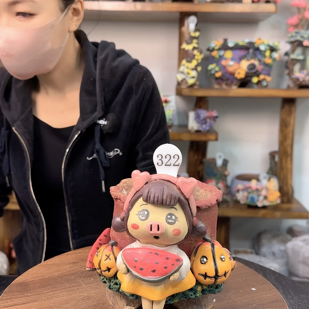 本默花器手捏花盆