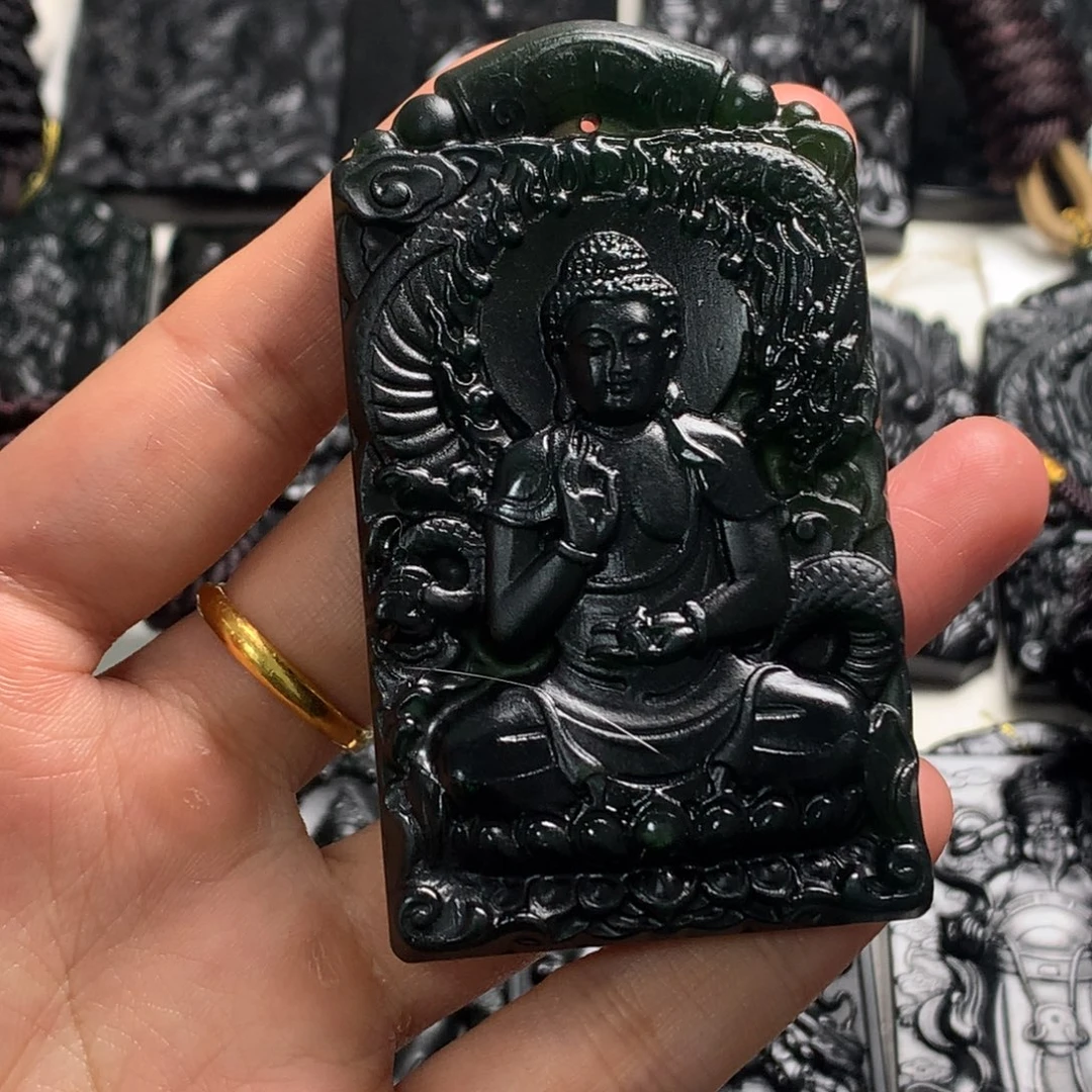 天然缅甸a货钢琴黑挂件