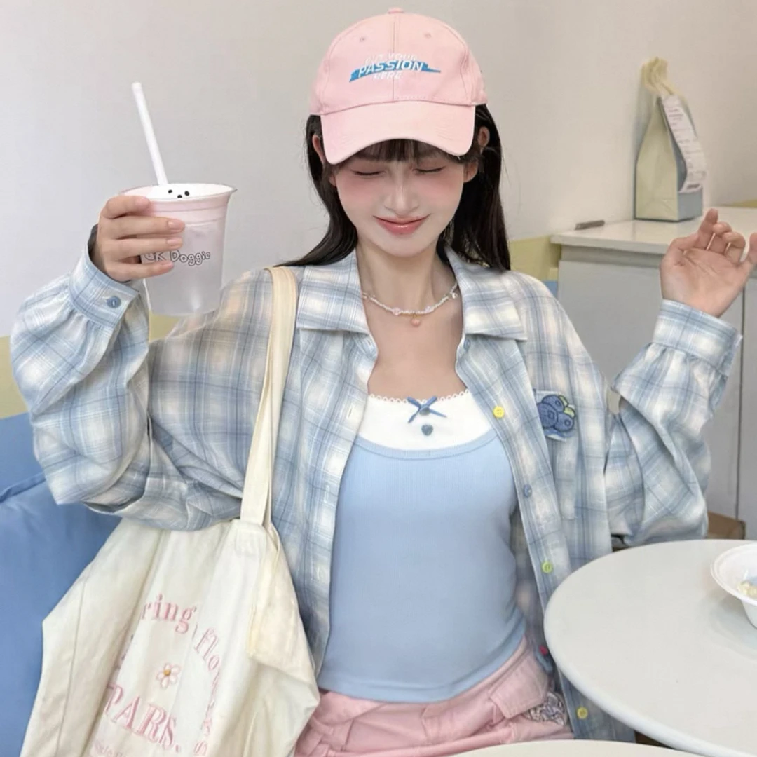 【下播秒发】【森系蓝莓三件套】夏日多巴胺女学生时尚休闲三件套