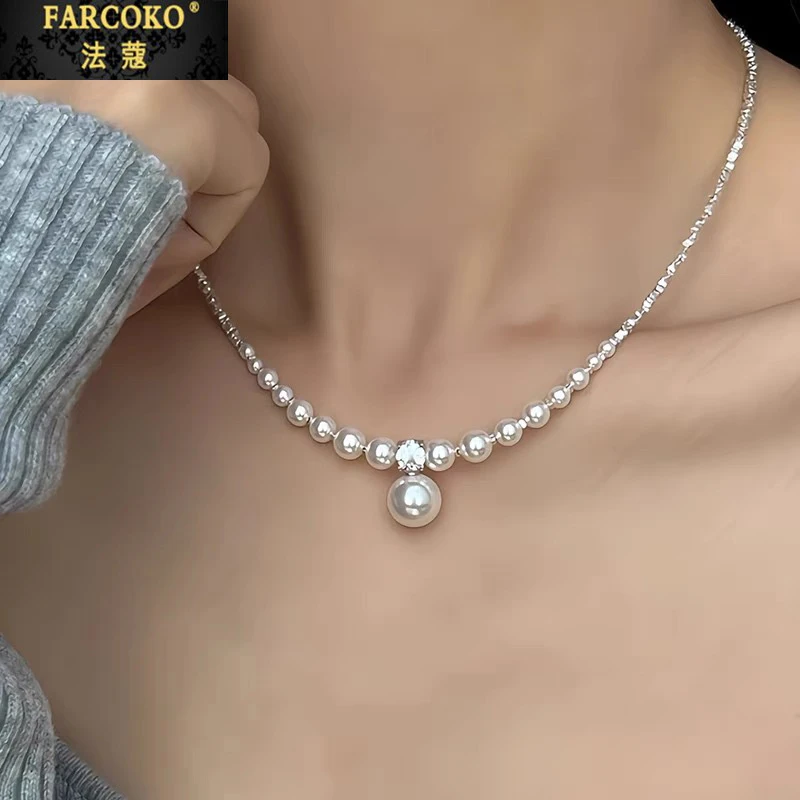 FARCOKO/法蔻少女珍珠项链女法式复古搭礼服情人节礼物送女友老婆