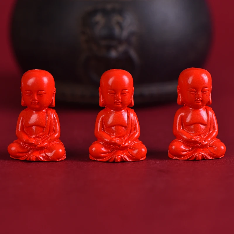 含辰砂工艺品D134红朱砂光头佛直通背云DIY手工编绳星月菩提文玩