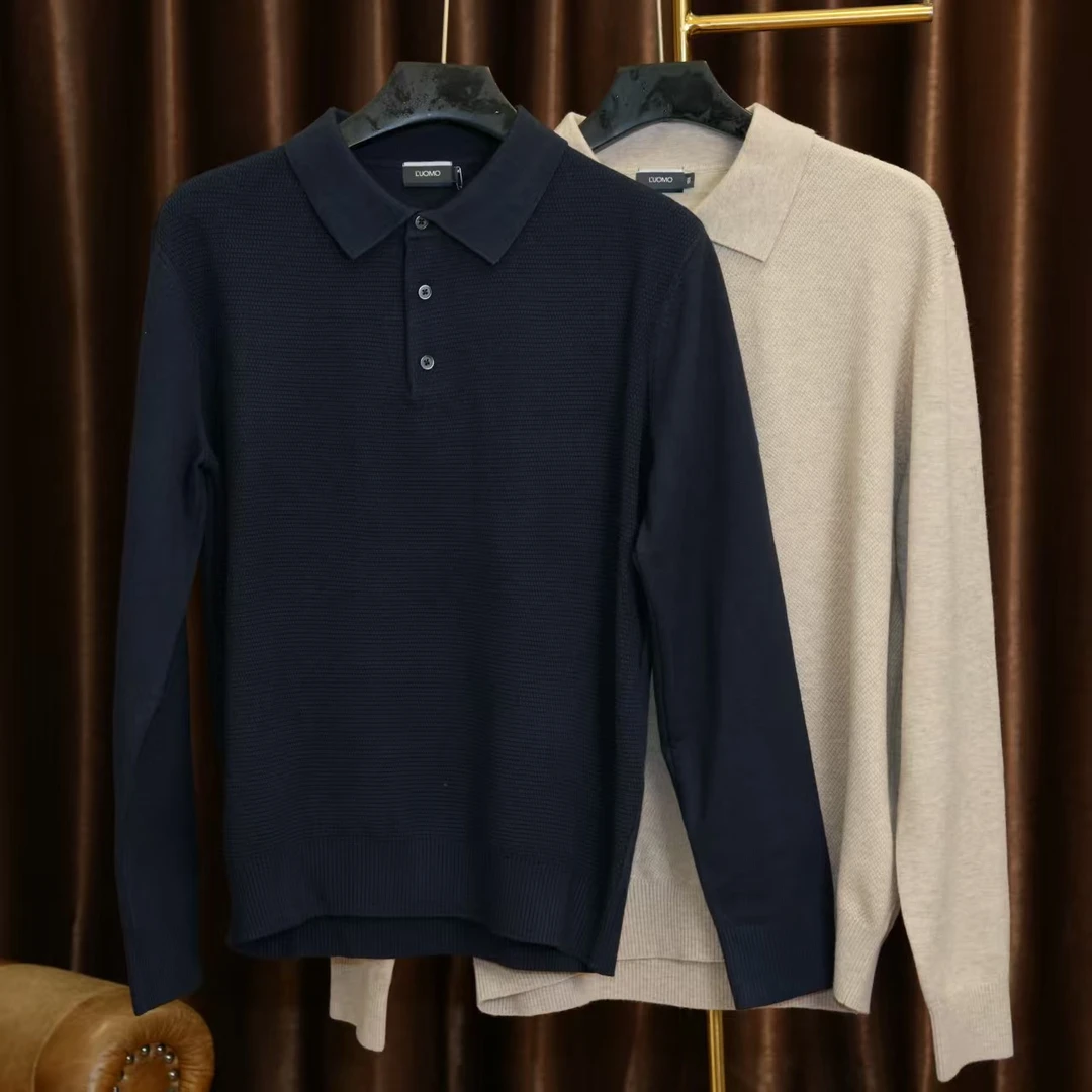 29230-纯色简约休闲款长袖POLO衫polo