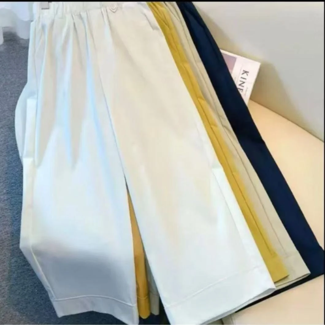 薄款九分阔腿裤2025夏季新款高腰时尚花苞休闲裤显瘦阔腿裤百搭