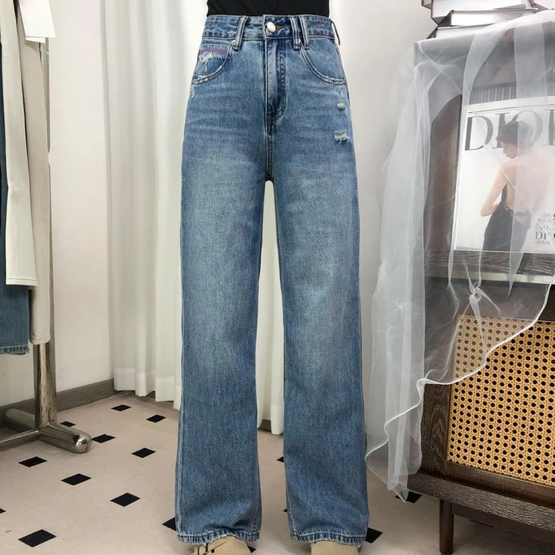 SU【996】花98 愫洋 MWMA无弹直筒窄版阔腿设计款牛仔裤~