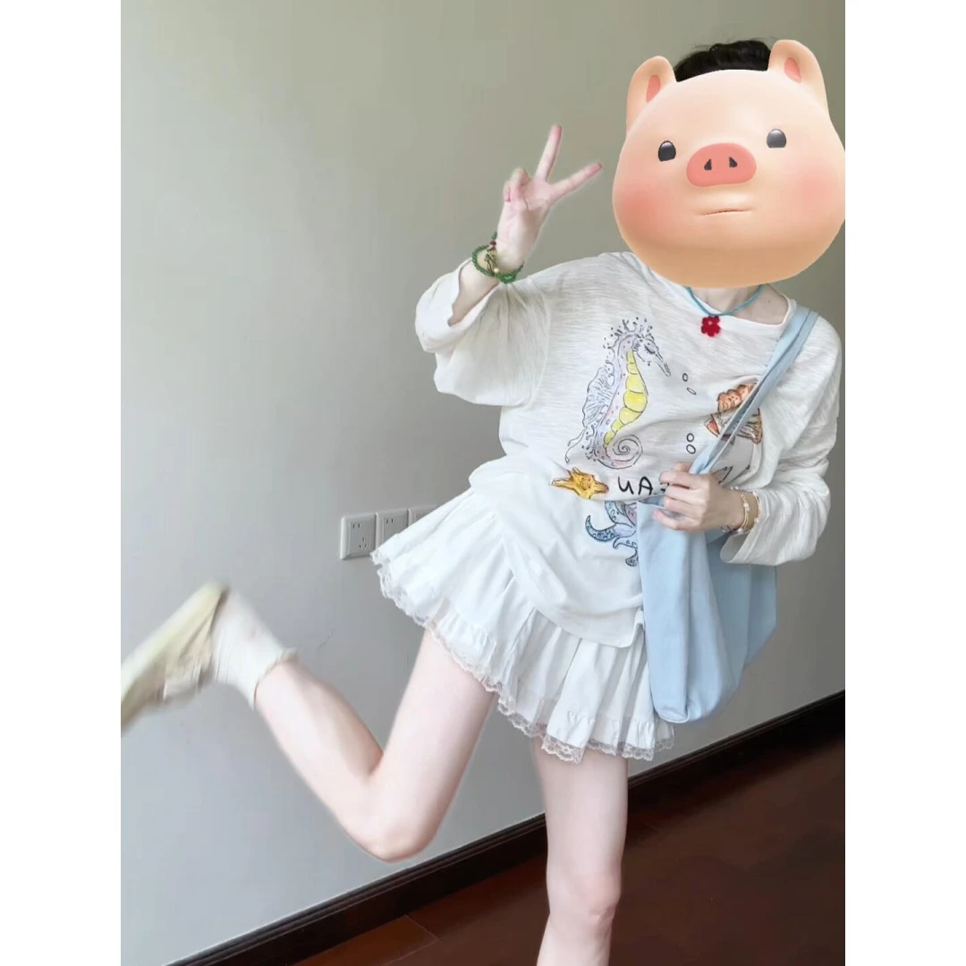 MARIE.COCO韩系慵懒风时尚薄款微透防晒罩衫上衣搭配蕾丝短裙套装
