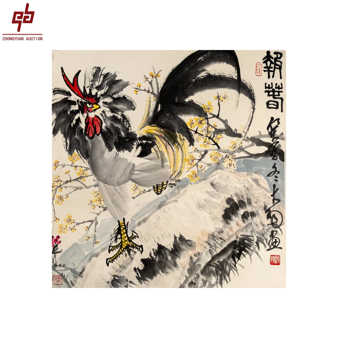 "lot5823 陈大羽 公鸡 立轴 69cm*69cm约4.3平尺"