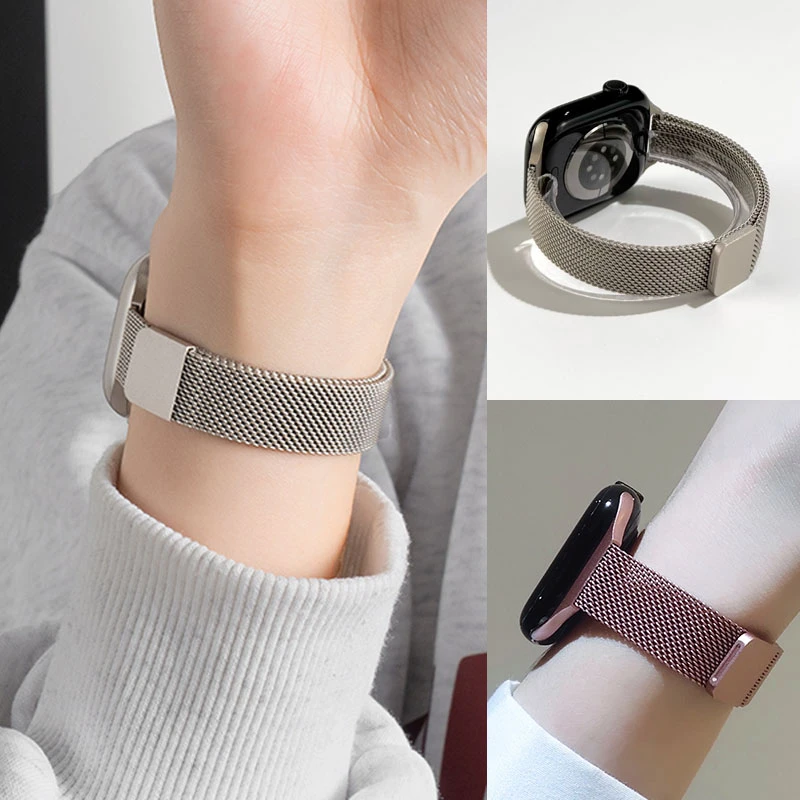 适用苹果applewatch表带米兰新款小蛮腰S9金属手表表带高级腕带