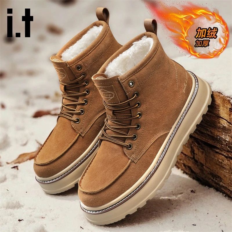 i.t puzzle男鞋秋冬款马丁靴男士加绒厚底保暖休闲百搭工装靴男鞋