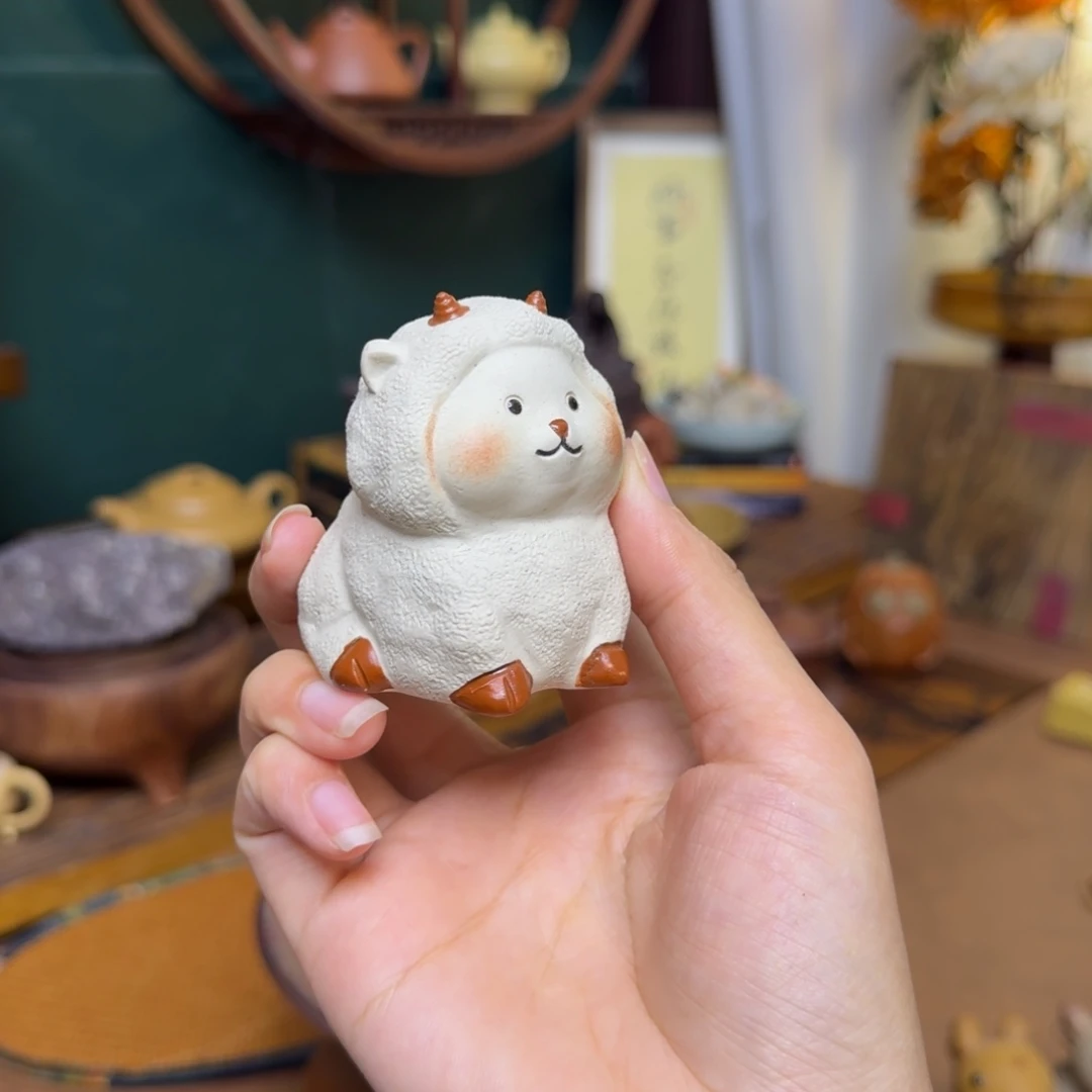 摆件羊，茶宠段泥，
