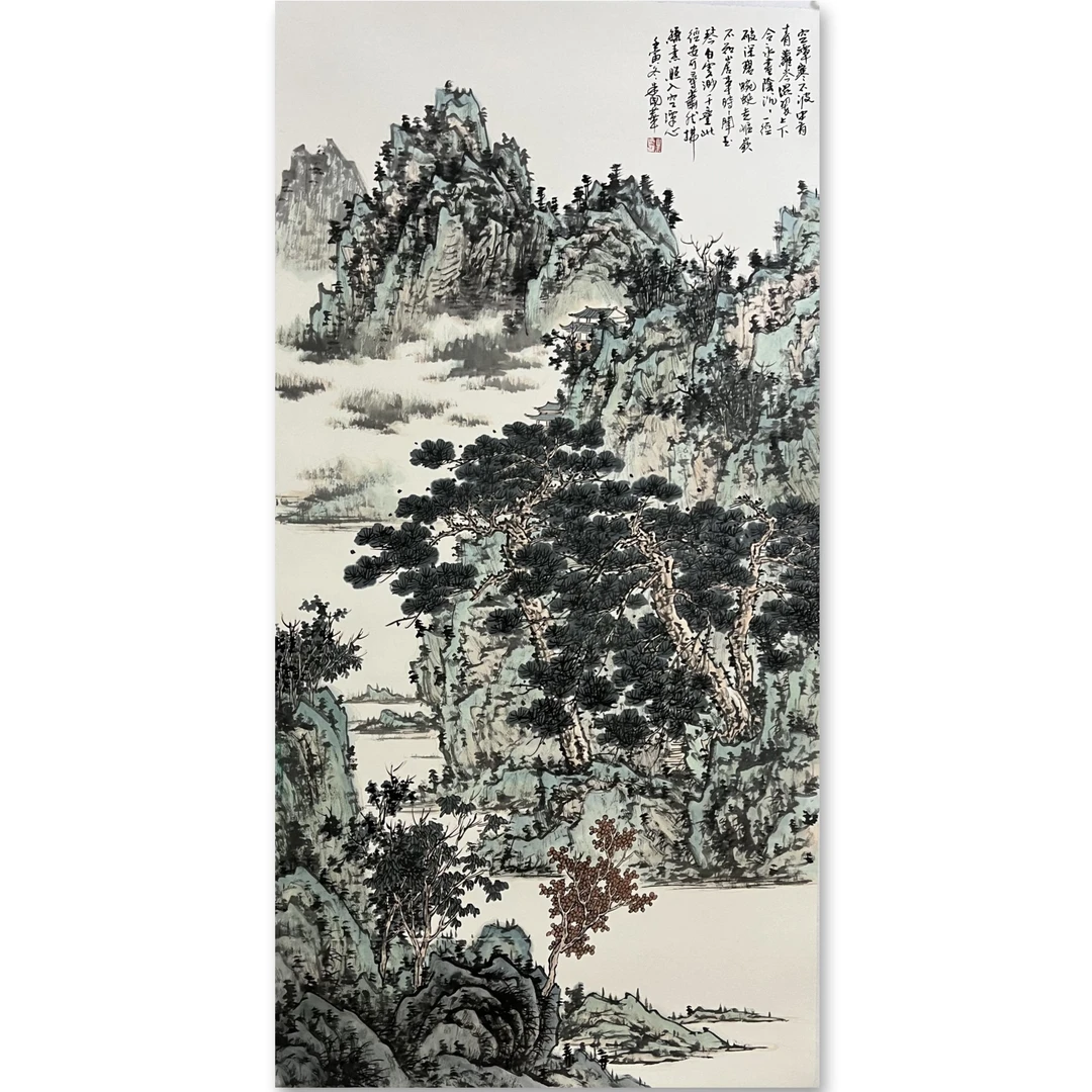 朱国华+手绘137*69厘米山水