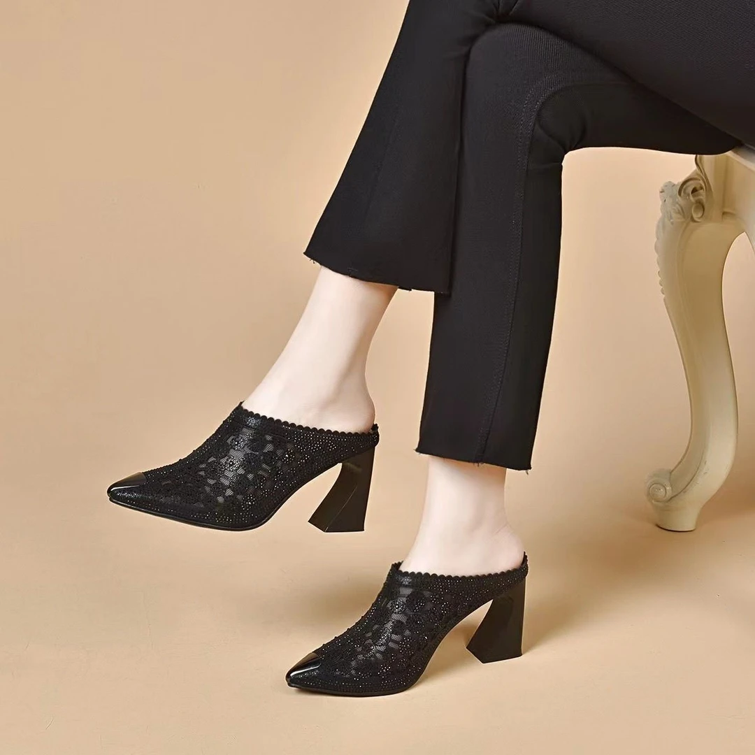 舒适百搭外穿时尚时尚粗跟镂空透气女鞋