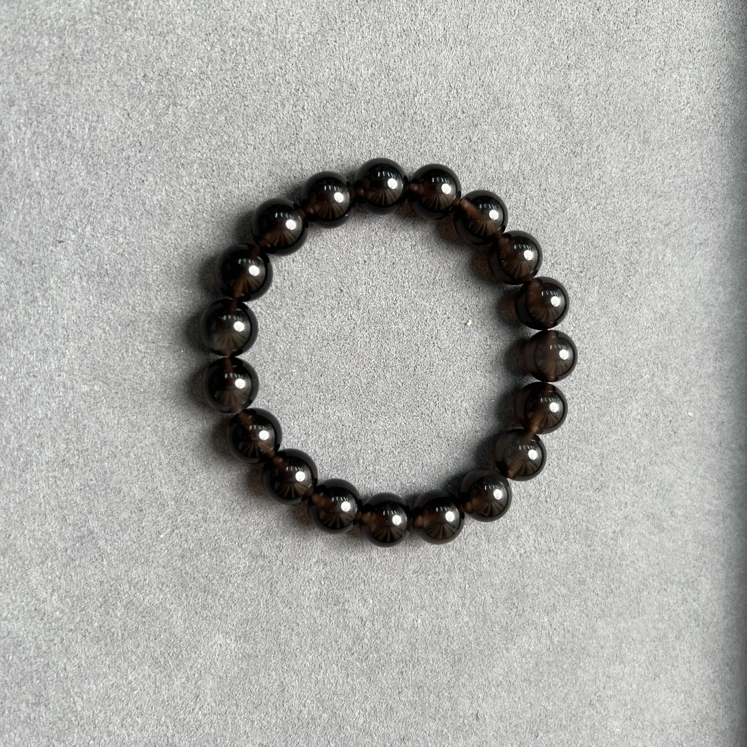 彩眼黑曜石圆珠手串约10mm