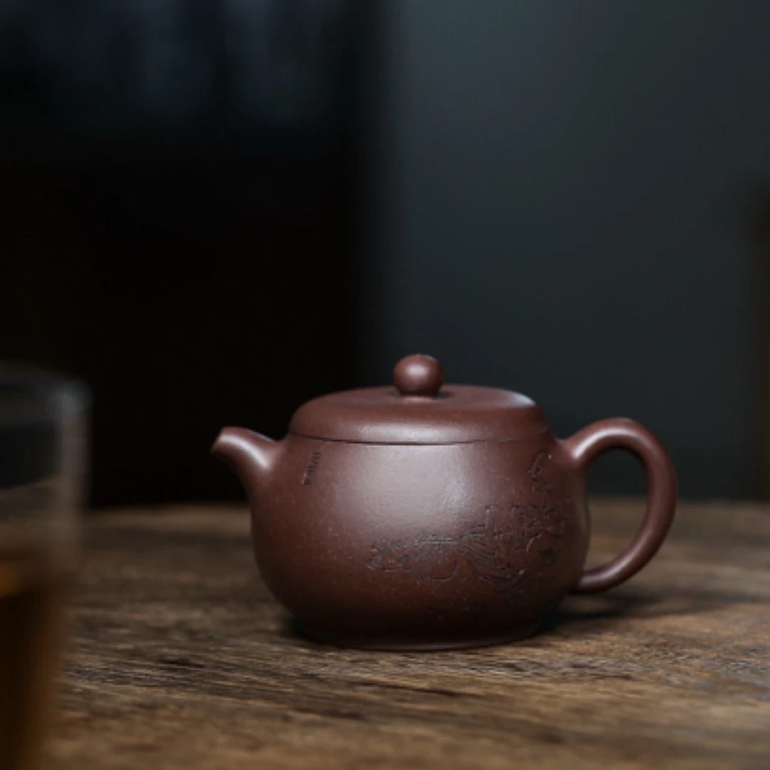 「新品」宽口文旦.刘金荣.紫泥.190cc.9孔.乐之刻绘