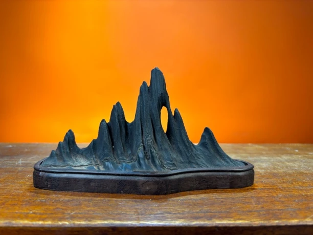 中式灵璧石山峰鱼缸造景造型家居风水观赏摆件长17高8宽5