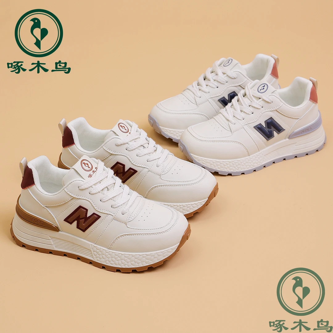 woodpecker/啄木鸟厚底阿甘鞋女2025秋新款百搭时尚休闲运动鞋女