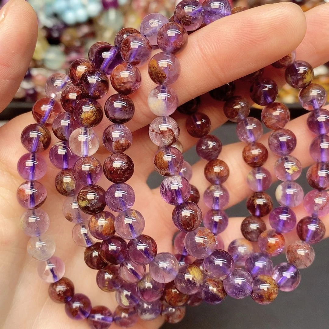 水晶手链未镶嵌3紫幽灵7mm