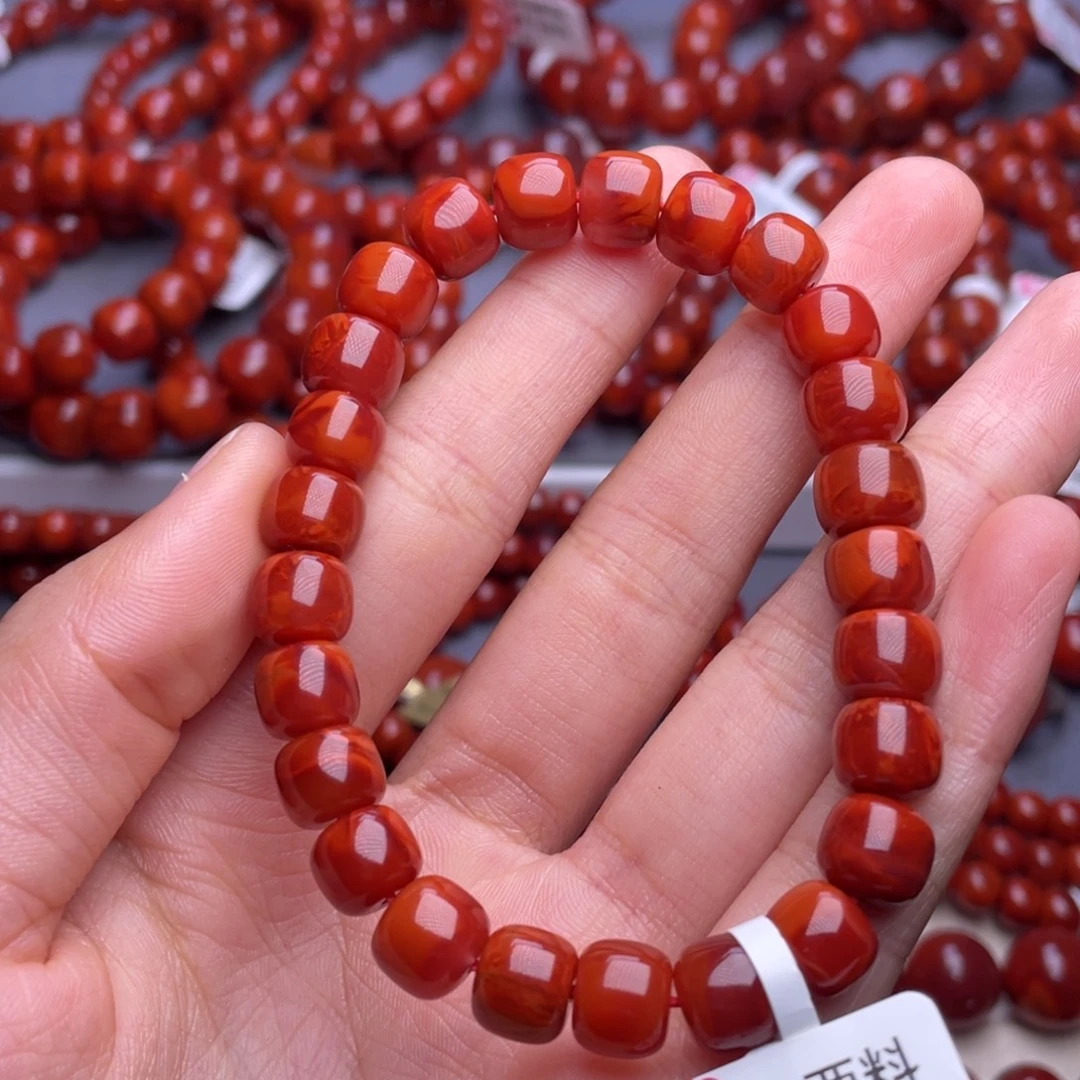 冰***芝南红玛瑙未镶嵌其他（原矿）8mm高品瓦西火焰纹老型手串