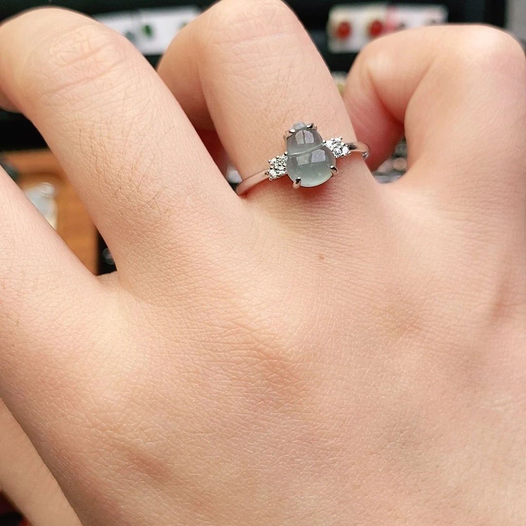 翡翠戒指银S925镶嵌翡翠