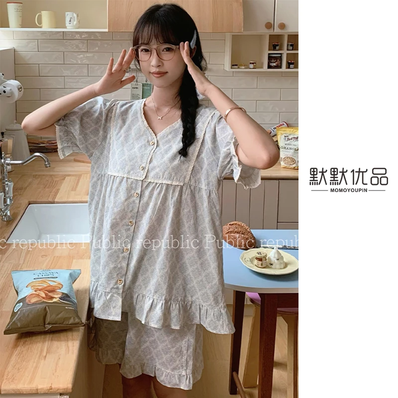 超舒适/韩国Public republic/睡衣女/复古碎花/甜美家居套装