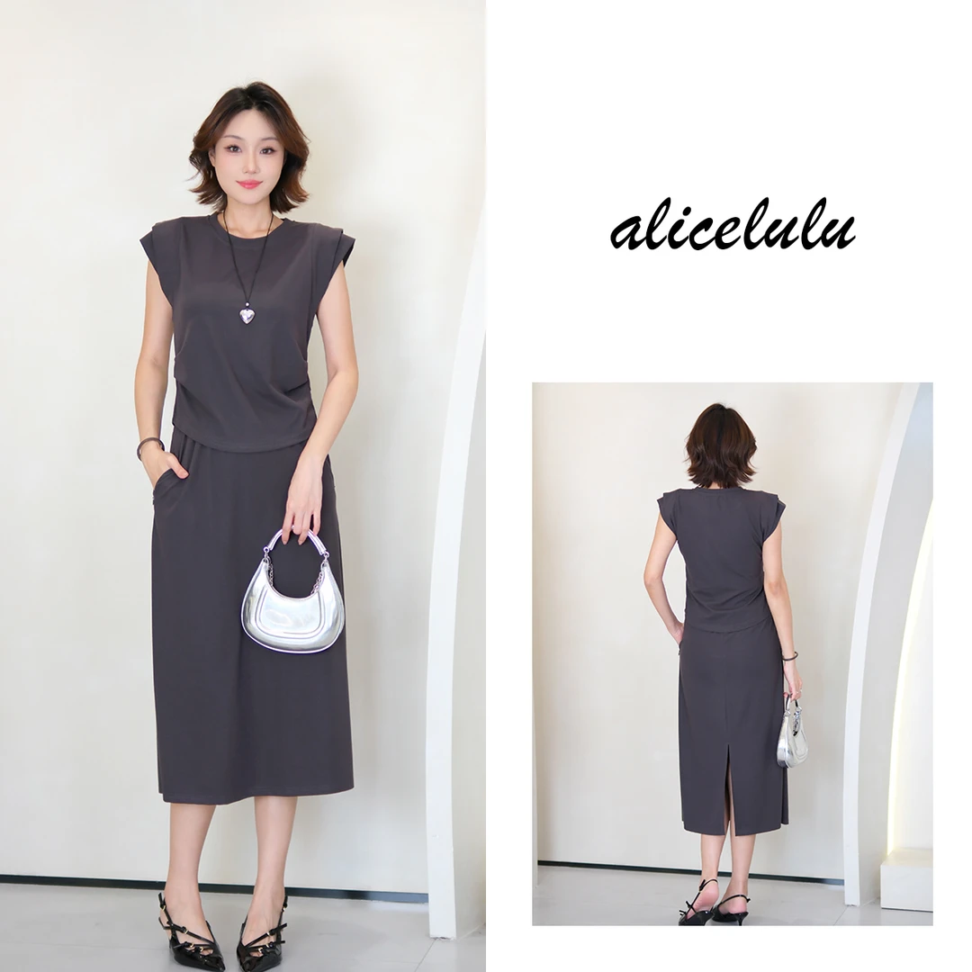 [alicelulu]简约时尚飞飞袖上衣半身裙休闲套装S1035116U