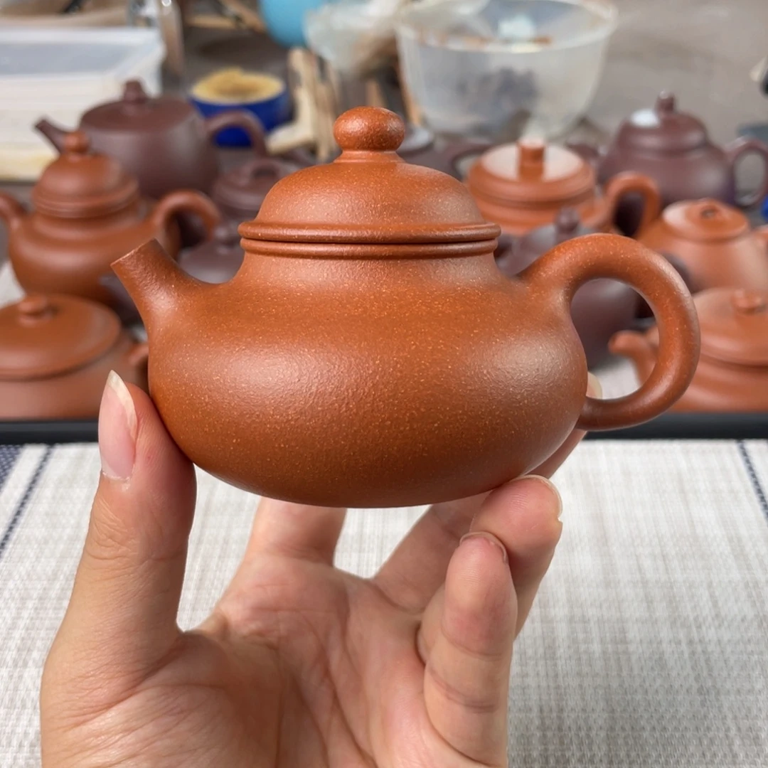 張***鱼茶壶紫砂微瑕半手工红降坡容天壶140cc