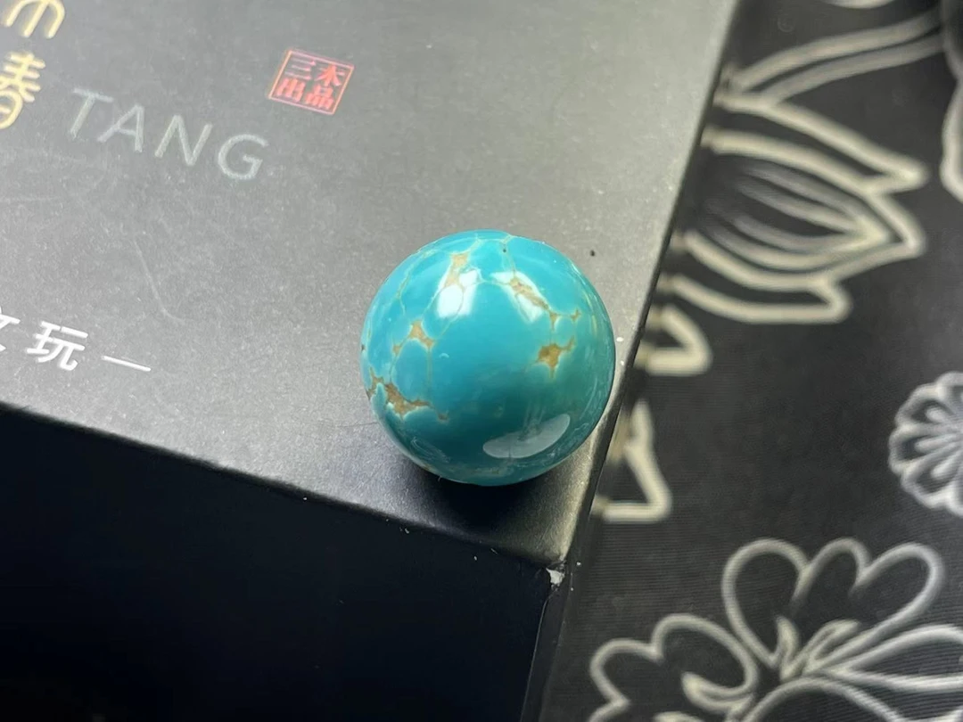 原矿绿松石网花圆珠 16×16 全品无暇